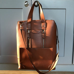 Brown Leather Cross-Body Laptop Bag